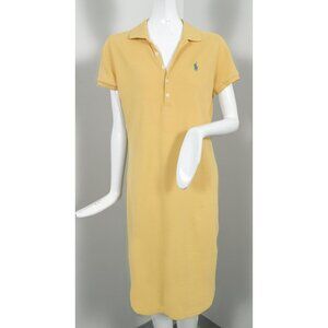 NEW Polo Ralph Lauren Shirt Dress Yellow With Blue Polo Player Mesh Pique Cotton